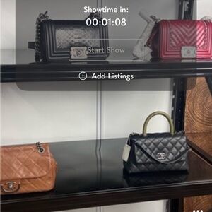 CHANEL Black Quilted Top Handle Bag with Gold Tone Handle